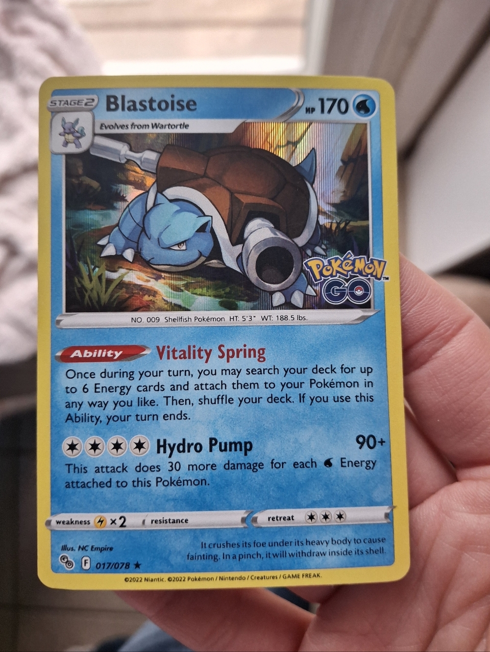 Pokémon TCG Blastoise Pokémon GO 017/078 Holo Rare Stage 2 170 HP